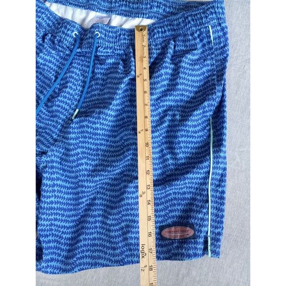 Vineyard Vines Men XLT Elastic Waist Drawstring‎ Checked Blue Trunk Short - Picture 3 of 12